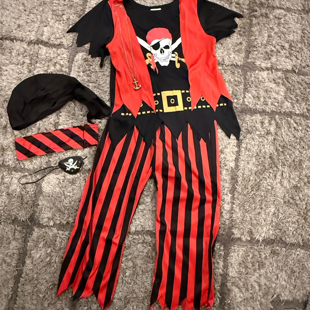 Pirate Costume with Red and Black Stripes